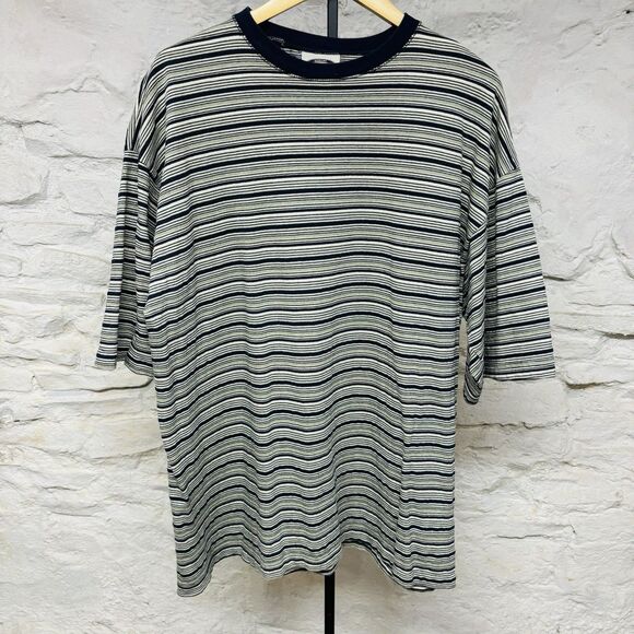Vintage 90s Sonoma Textured Striped T-Shirt XL Made in USA Surf Beach Skate - Picture 1 of 5
